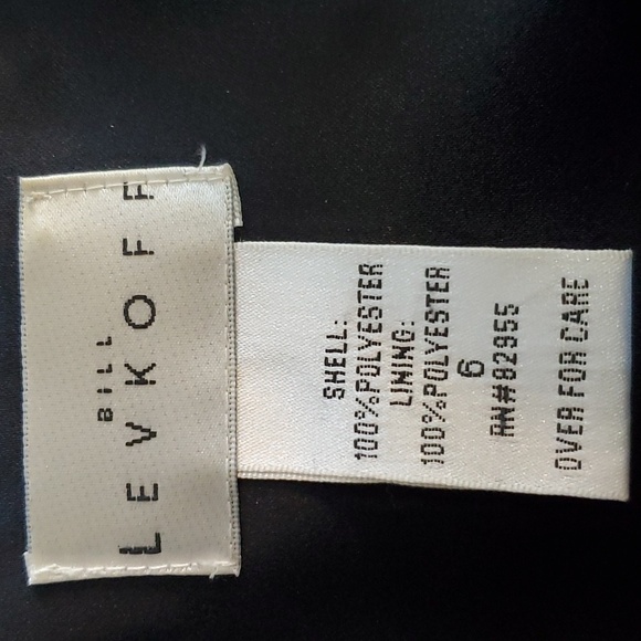 Bill Levkoff- Womens Black Satin Ruched Pleated bodycon mini Dress Sz.6 - Picture 9 of 10